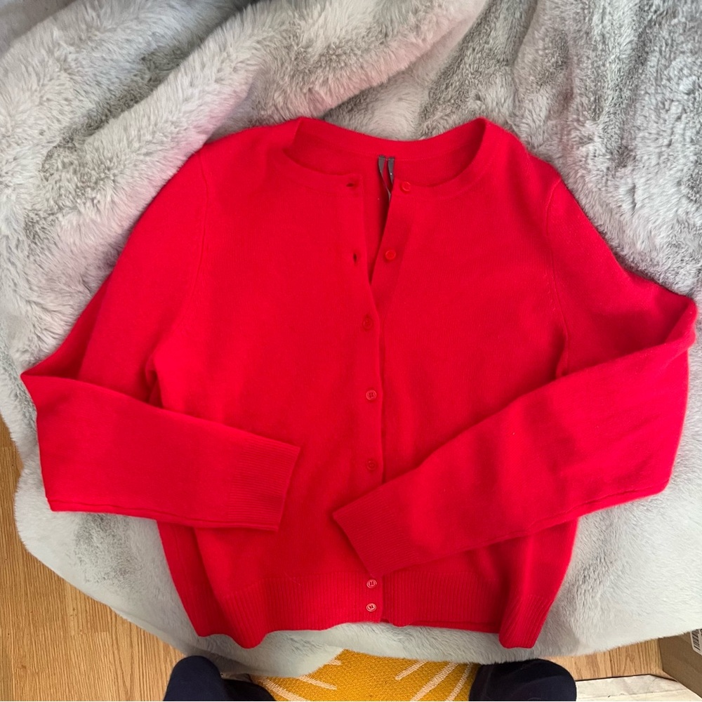 NEW- Anthropologie Red 100% CASHMERE Cardigan